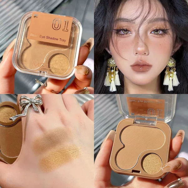 New makeup Korean blush high-gloss eye shadow one-piece plate niche high-grade matte fine flash dopamine rouge