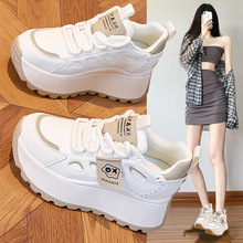 2025春夏新款厚底增高老爹鞋女款真皮休闲运动鞋女百搭潮松糕女鞋
