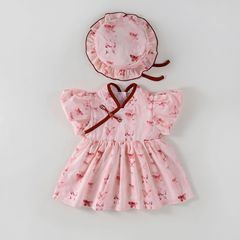 女童連衣裙夏寶寶外出薄款裙子童連衣裙短裙寶寶新中式衣 服公主