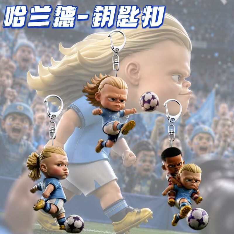 New Haaland Football-Themed Acrylic Pendant, Cute Cartoon Keychain, Bag Charm, Gift