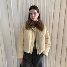 MOXI 十三行女装2025冬季新款毛领短款羽绒服女白鸭绒高级外套女