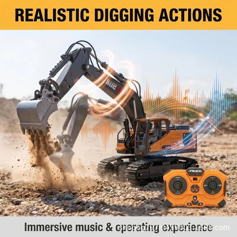 Cross-Border 11-Channel Remote Control Excavator 1:20 Alloy Engineering Vehicle Digging Hook Machine Toy Gift for Boys Aged 6 to 8 Years Old Cross-Border 11-Channel Remote Control Excavator 1:20 Alloy Engineering Vehicle Digging Hook Machine Toy Gift for Boys Aged 6 to 8 Years Old