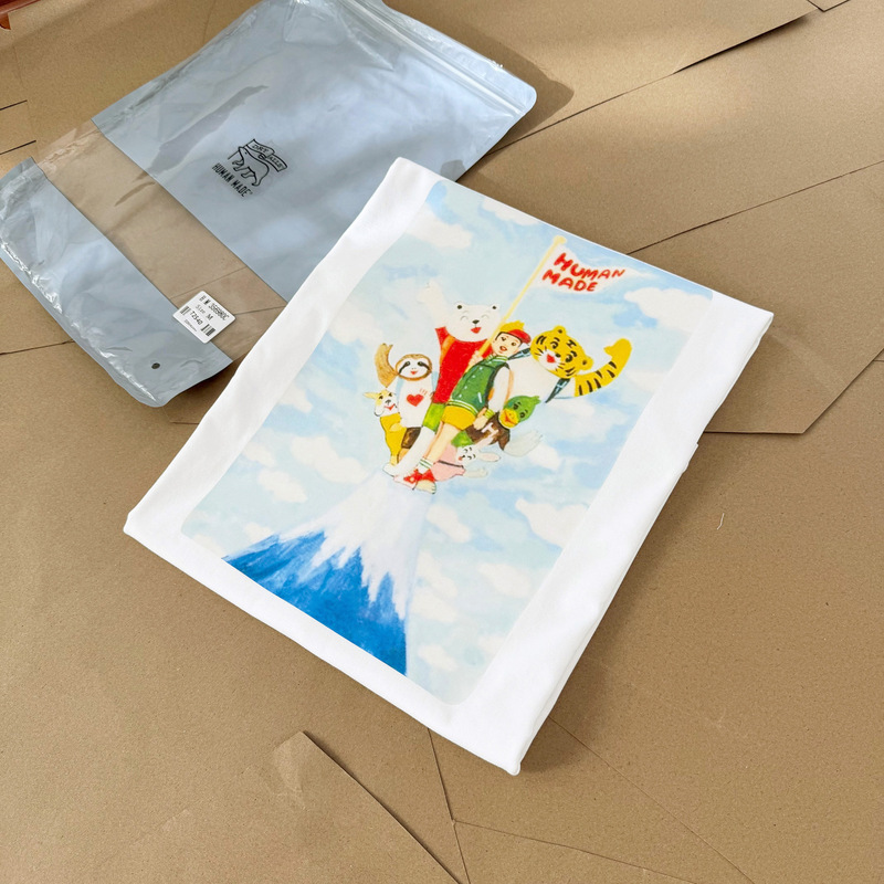 Foreign Trade Japanese high quality HUM Illustration Series Fuji Peak Cartoon Characters Couple Short-sleeved T Loose Cross-border