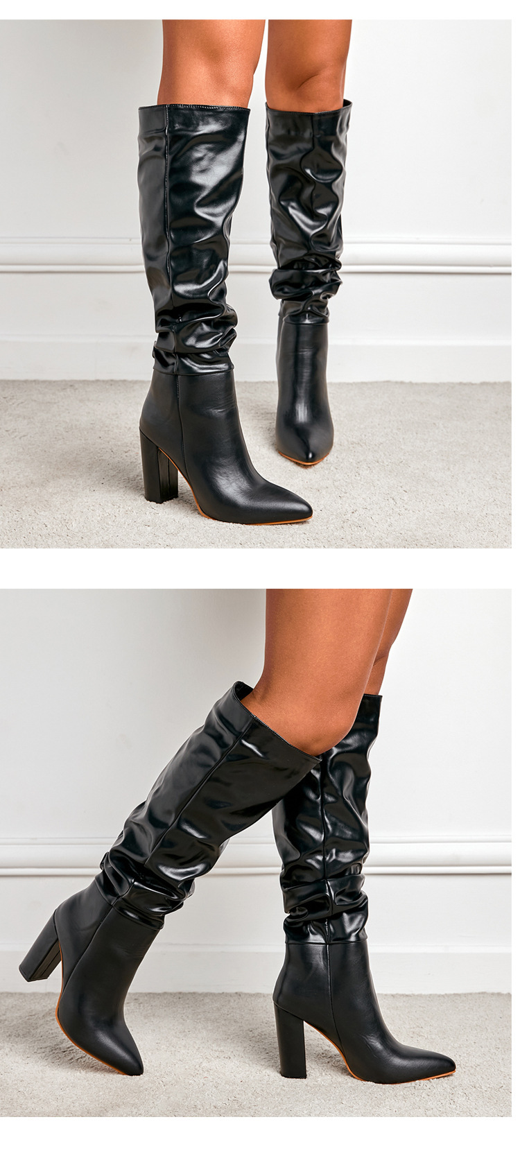 Women's new winter fashion pointed toe women's boots thick heel boots_voghion.com