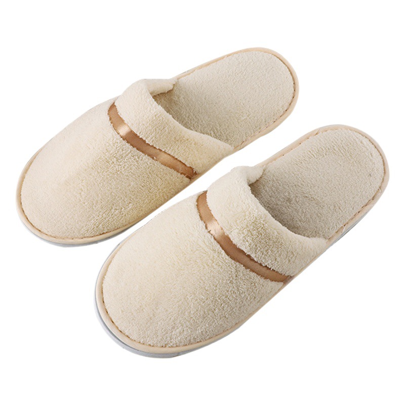 Wholesale hotel disposable slippers high-grade thick-soled coral fleece non-slip thickened beauty salon home slippers