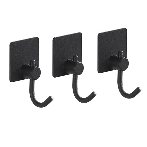 Amazon stainless steel hook without drilling clothes hook wall-mounted adhesive hook single towel hook creative black