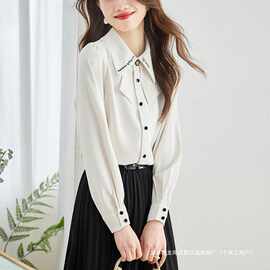 华哥弟情正品牌真丝衬衫女2025春秋新款职业OL气质桑蚕丝衬衣上衣