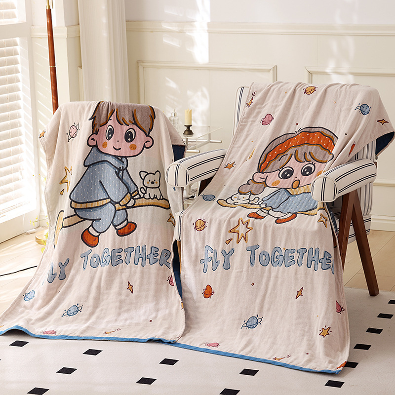 New all-cotton gauze bath towel for adults, suitable for home use, enlarged size, cartoon design, can be used as a nap blanket, available for delivery New all-cotton gauze bath towel for adults, suitable for home use, enlarged size, cartoon design, can be used as a nap blanket, available for delivery