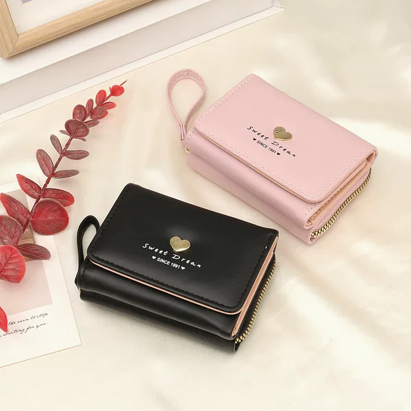 New Korean-Style Export Women's Short Wallet for Students, Simple Buckle Design, Multi-Card Slots, Large Capacity Wallet