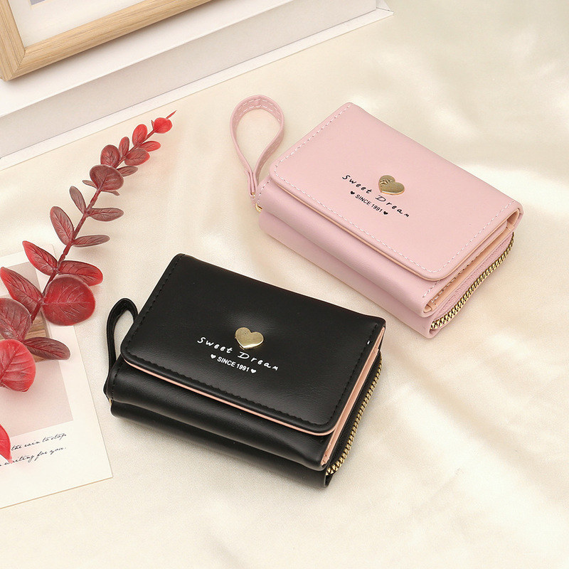 New Korean-Style Export Women's Short Wallet for Students, Simple Buckle Design, Multi-Card Slots, Large Capacity Wallet