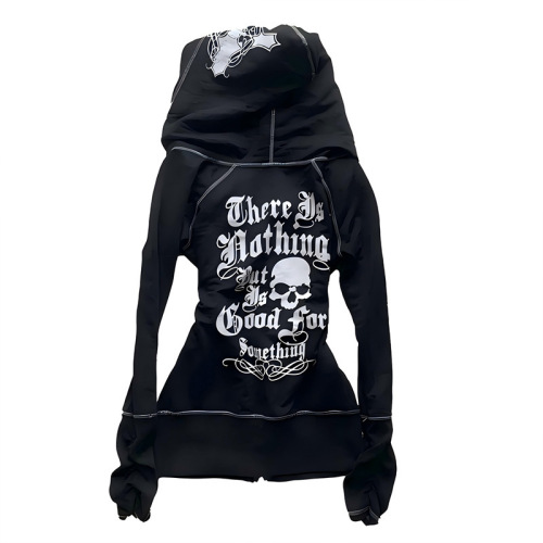 2026 Autumn/Winter Y2K American Streetwear Men's and Women's Leopard Print Retro Cross Gothic Hooded Zip-up Sweatshirt Jacket