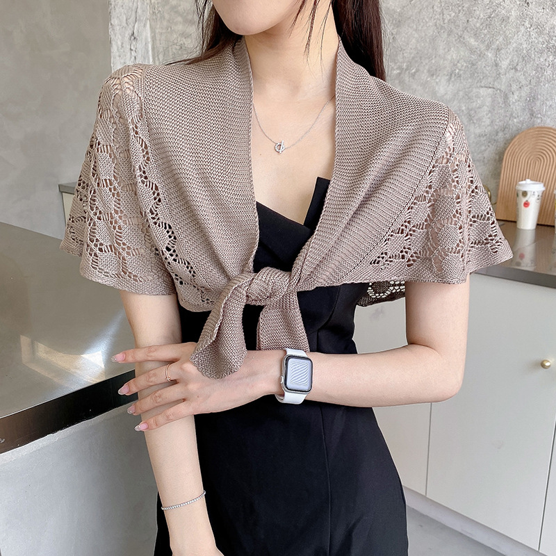 Nido de nido de abeja pequeño chal fuera de estilo de celebridad Red de apoyo cervical de punto sala con aire acondicionado tejido pequeño chal bufanda fuera