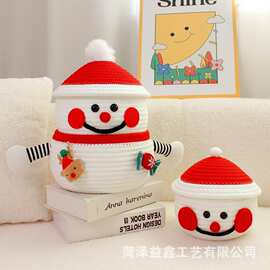 跨境棉绳编织收纳筐圣诞装饰雪人零食糖果篮儿童玩具整理筐杂物篮