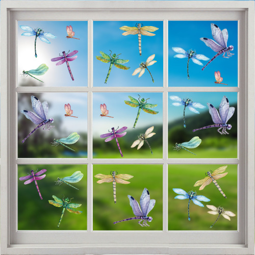 New Amazon cartoon ins wind dragonfly glass stickers electrostatic stickers window decoration window stickers tile stickers