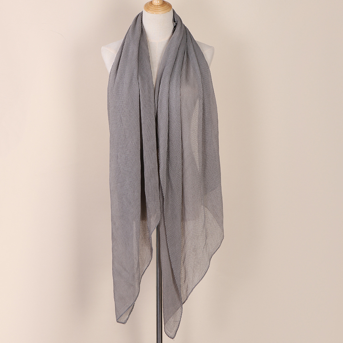 Women's Scarves wrinkled fashion plain wrinkled wrap headscarf solid color voile long shawl_voghion.com