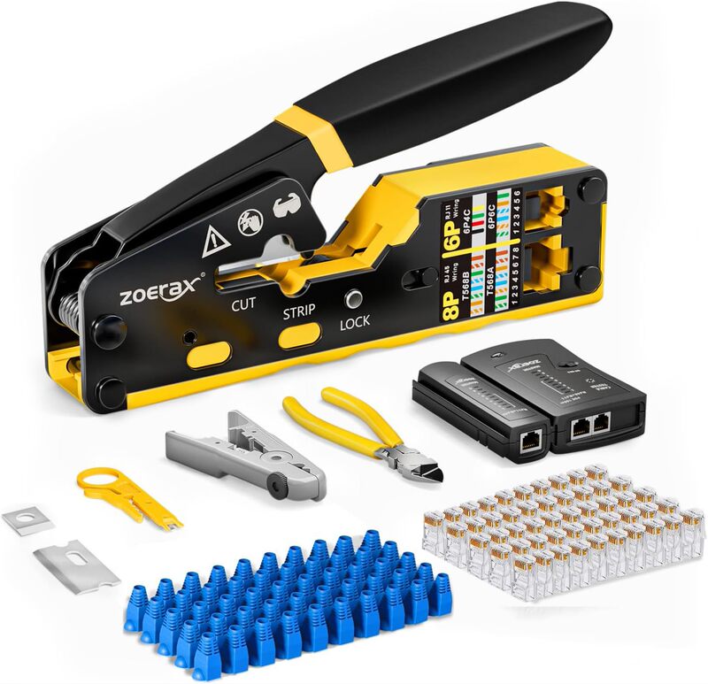 ZoeRax イーサネット圧着ツールキット RJ45 圧着ツール、CAT5 Cat5|undefined