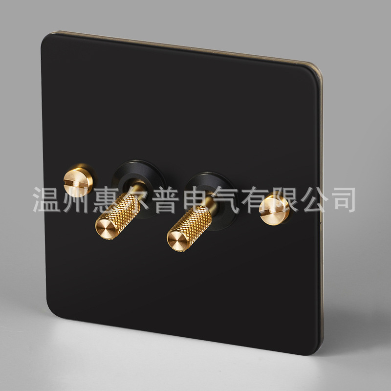 Mounted black retro switch key, light panel stainless steel