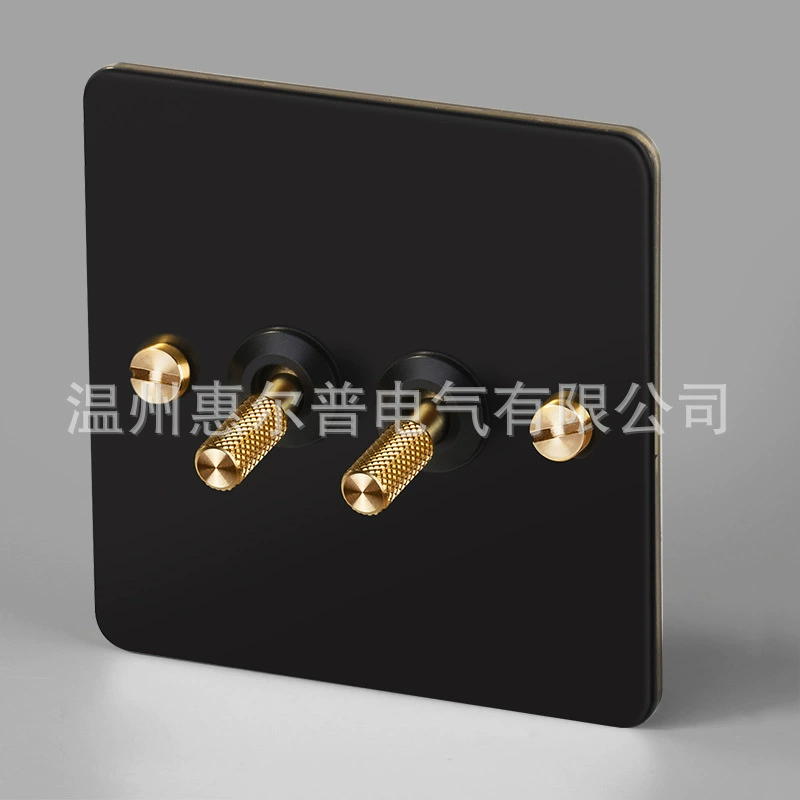 Mounted black retro switch key, light panel stainless steel