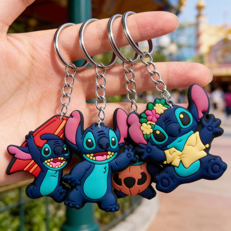 Blue Little Monster Keychain Decoration Accessories DIY School Bag Pendant Pvc Soft Rubber Keychain Ring Cross-Border Ready Stock