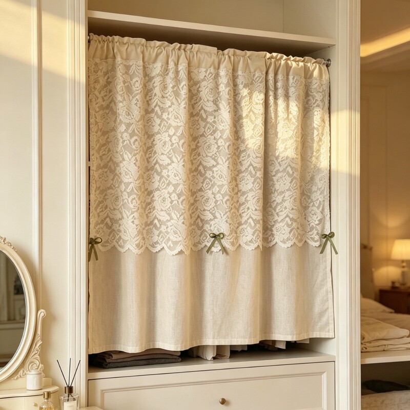 Cross-border French lace bow half curtain, door curtain with ties, French short curtain, partition curtain, no-drill half curtain, cabinet curtain Cross-border French lace bow half curtain, door curtain with ties, French short curtain, partition curtain, no-drill half curtain, cabinet curtain