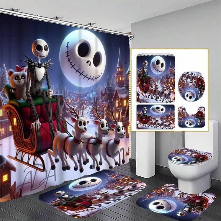 Jack Skellington Christmas Nightmare 4-Piece Bathroom Carpet Bath Towel suit Corpse Bride Punch-Free Jack Skellington Christmas Nightmare 4-Piece Bathroom Carpet Bath Towel suit Corpse Bride Punch-Free