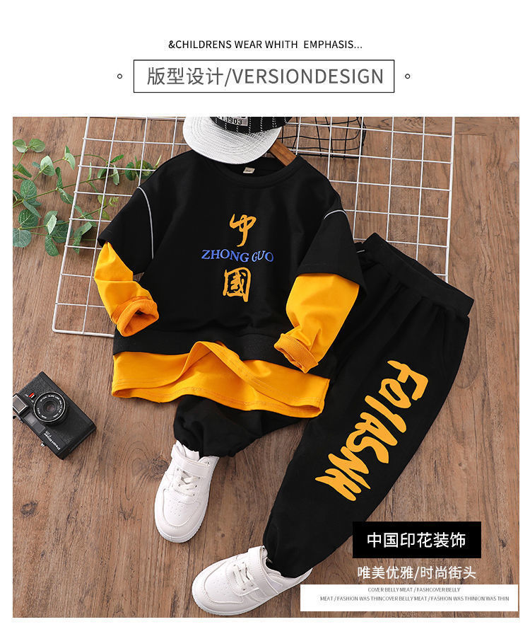 The new trendy and stylish two-piece Korean-style sporty sweatshirt set for men and boys in autumn and winter pic 16