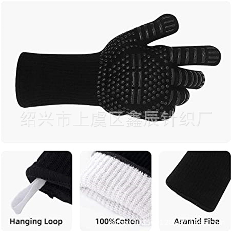 Fabricante 800 grados aramida guantes resistentes a altas temperaturas ignífugo horno de microondas aislamiento térmico horno para hornear guantes de barbacoa-