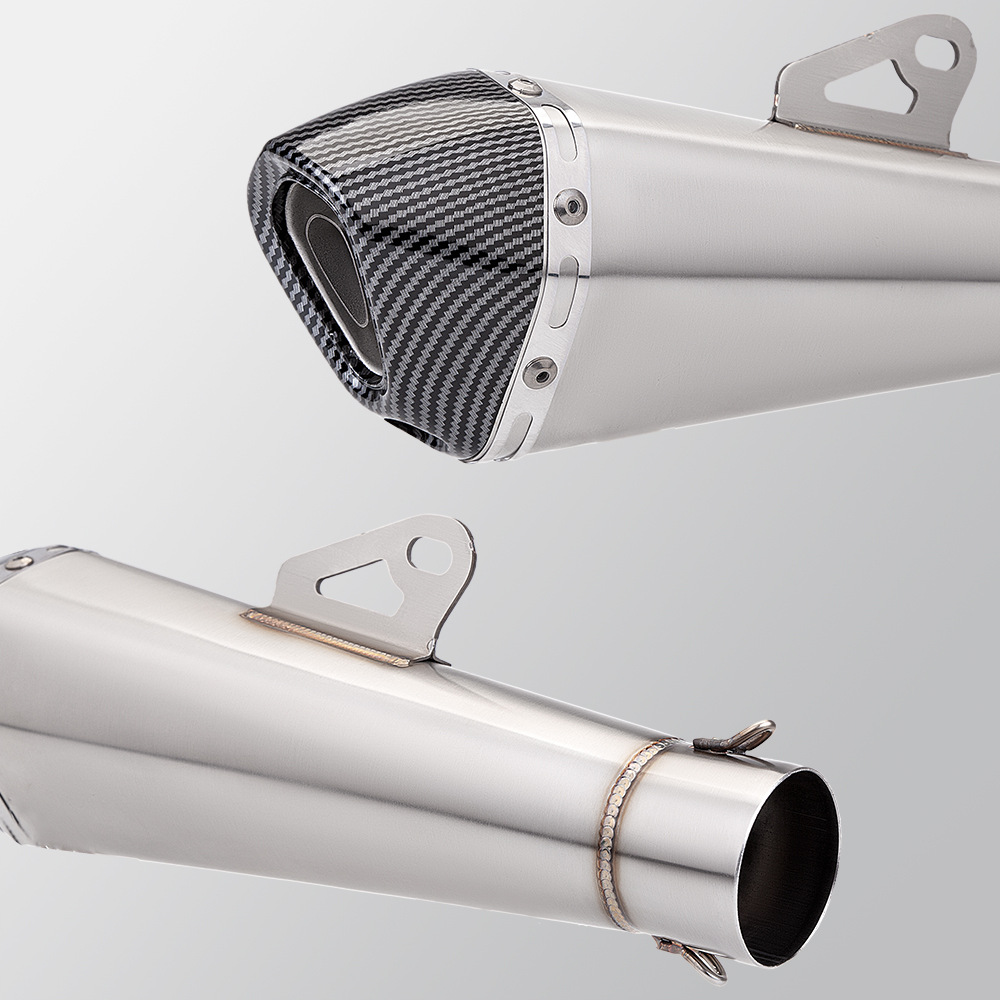 B12 Small Cone Tail Section Silencer Motorcycle Exhaust Pipe Modification Suitable for 51mm Diameter Stainless Steel High Temperature Resistant