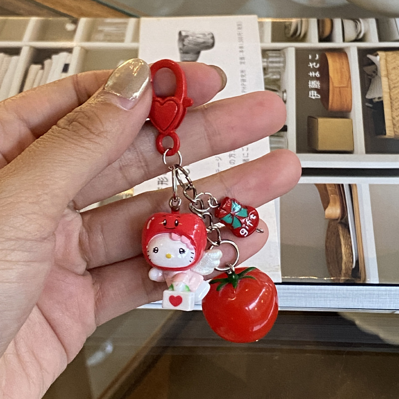 Christmas New Year red fruit kt angel keychain great tomato gift bag…