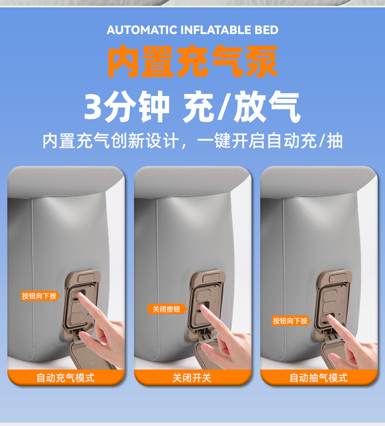 Car Automatic Inflatable Mattress Suv Car Rear Sleeping Artifact Foldableing Travel Bed Car Rear Seat Sleeping Mat