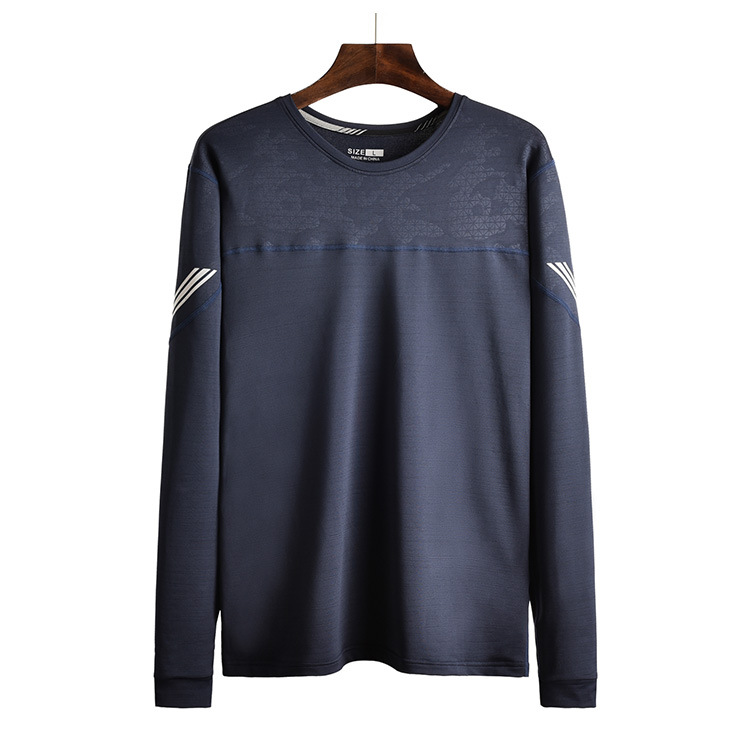 El otoño y el invierno de los hombres de deportes camiseta superior al aire libre de la aptitud de secado rápido de manga larga estiramiento suelto más tamaño en la acción al por mayor A