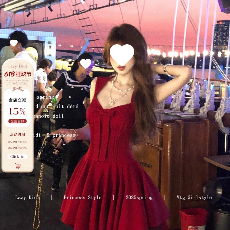 Lazy Didi Rose Life 4m スカート プリンセスドレス リボン ゴールデン ノースリーブ ウエストドレス|undefined