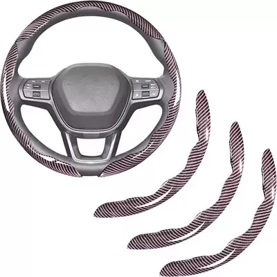 design sports wind buckle, Steering wheel cover - carbon-fiber-bright-film-pink-3-pack-38cm