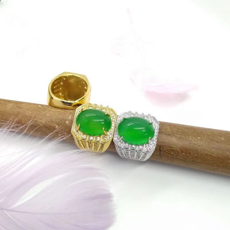 Micro-inlaid zircon full diamond ring inlaid chalcedony ring for men and women expensive gas finished 12x 16mm empty tray wholesale