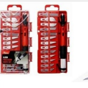 15件套新款铝制包胶塑料的雕刻刀 带LED灯外贸组合木工雕刻刀