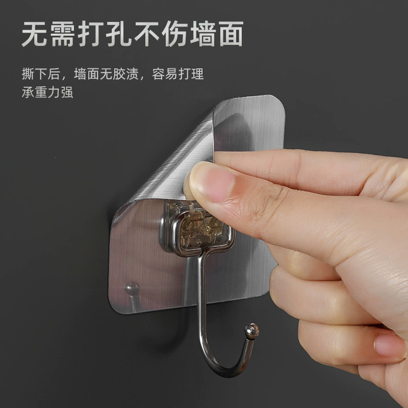 Kitchen square thickened transparent wall sticky hook -free nail -free punching without hurting the wall can be washed without trace hook