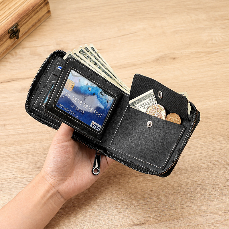 Cartera para hombre estilo retro con cremallera