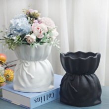 跨境北欧黑白陶瓷装饰水养花瓶假花家居摆件客厅插花花器