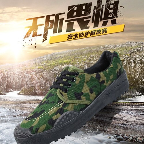 Workwear Men's Canvas Safety Shoes for Construction Sites, Durable, Labor Shoes, Anti-Slip, Anti-Odor, Camouflage