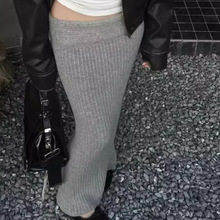 翻边腰毛针织包臀长裙女2024秋冬新款法式辣妹气质修身显瘦半身裙