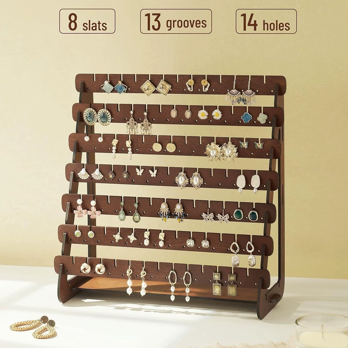 Деревянные серьги стеллаж для хранения ювелирных изделий башня ящик для хранения серьги Стенд настольный серьги деревянный стеллаж для хранения