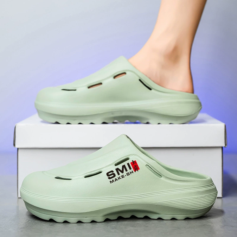 Мужские туфли шеф-повара с зубцами, мужские туфли на толстой подошве, увеличивающие рост, верхняя одежда, тапочки, дышащие нескользящие сандалии для вождения, сабо с перекрестным носком