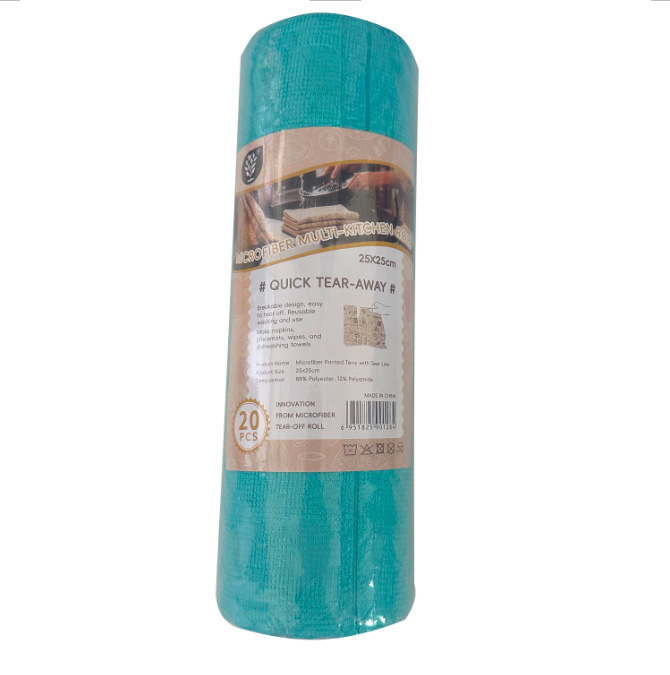 Perezoso rollo de mano rasgada toallas de cocina doméstica gruesa gruesa seca y húmeda dobles rollo de microfibra fábrica al por mayor