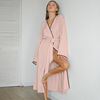 Autumn Long sleeve Silk like robe pajamas Europe and America Solid keep warm dressing gown comfortable Easy Home Bathrobe have cash less than that is registered in the accounts