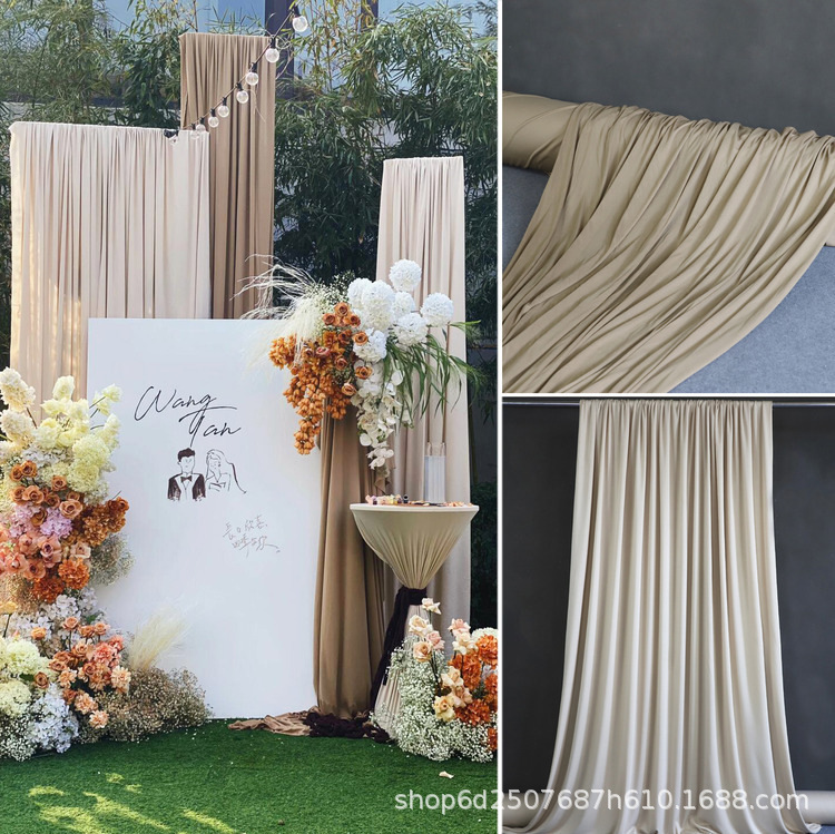 New Milk Silk Stretch Fabric Wedding Curtain Background Fabric Ceiling Wedding Hall Stage Top Decorative Cloth New Milk Silk Stretch Fabric Wedding Curtain Background Fabric Ceiling Wedding Hall Stage Top Decorative Cloth