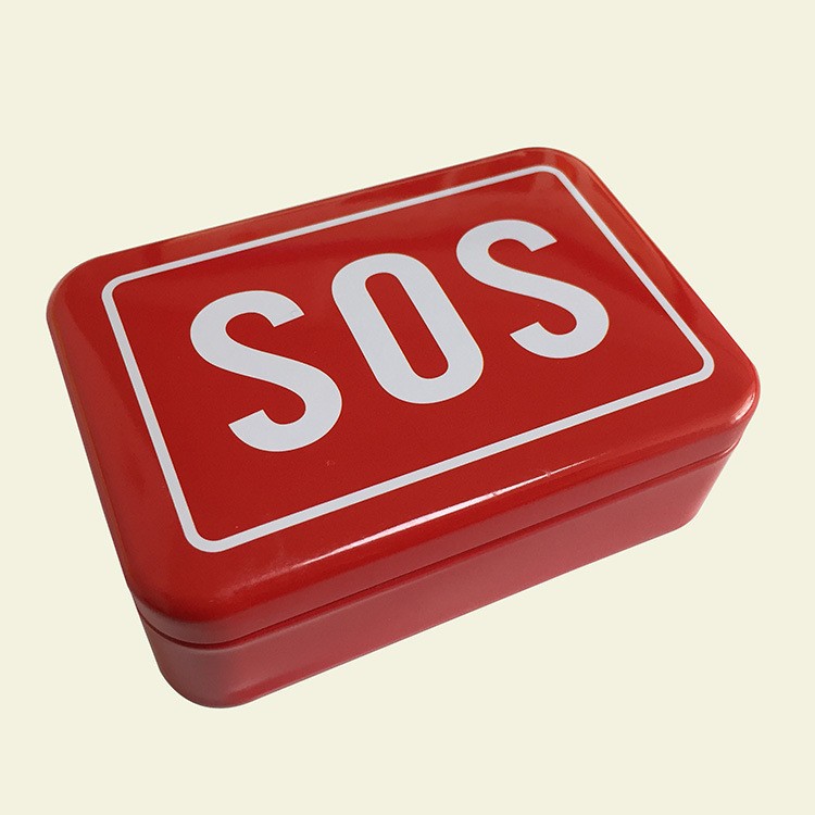 方形创可贴铁盒包装 连体翻盖糖果包装铁盒小巧便携带收纳盒