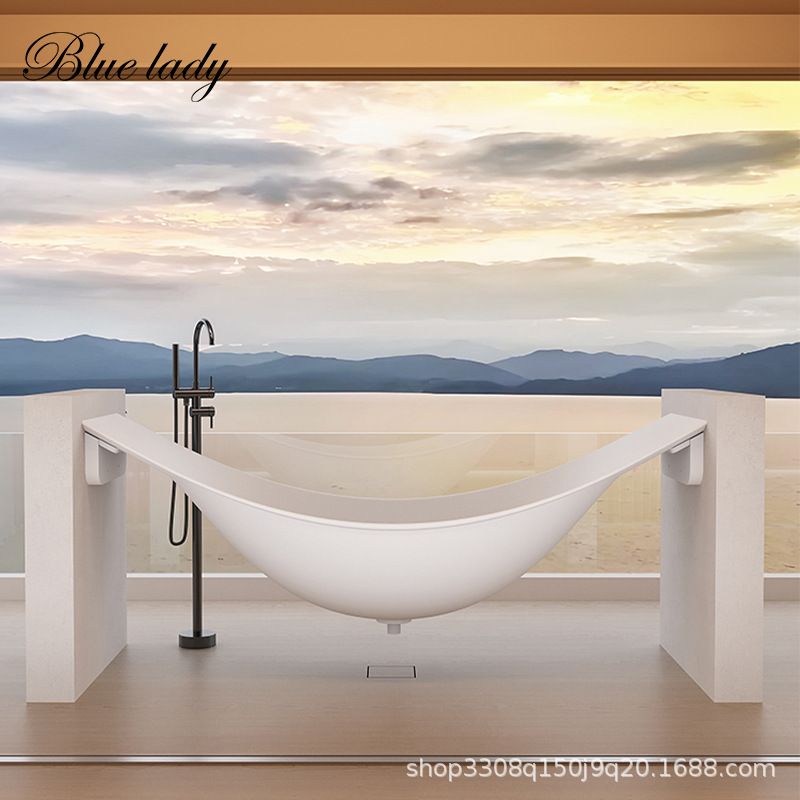 Artificial Stone Polymer Integrated Hammock Suspended Bathtub Hotel Homestay Home Use Same Style Balcony Bathroom Ins