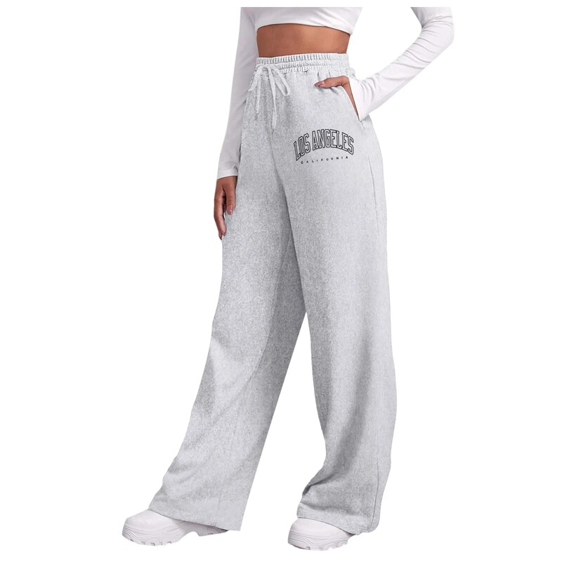 Spring European and American Amazon Women's Casual Sports High-Waisted Sweatpants Loose Fashion Jogging Pants Wide-Leg Pants