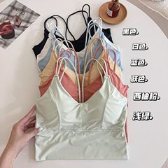 韓版冰絲雙吊帶無痕美背背心裹胸女舒適性感打底抹胸內衣女士