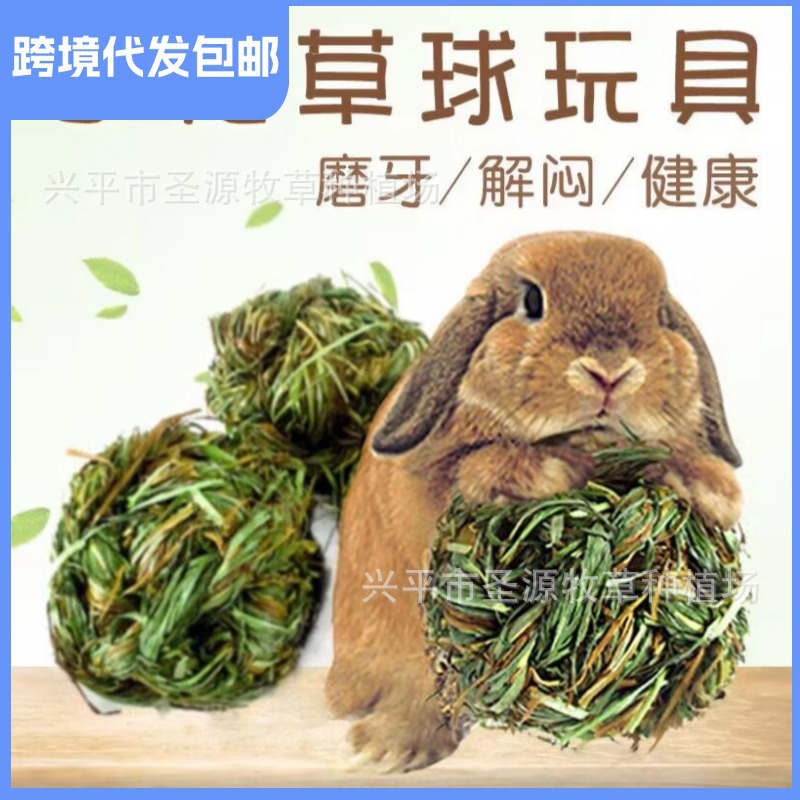 Pet Supplies Rabbit Chew Grass Ball Straw Ball Chinchilla Guinea Pig Snack Toy Mixed Grass Ball for Young Rabbits
